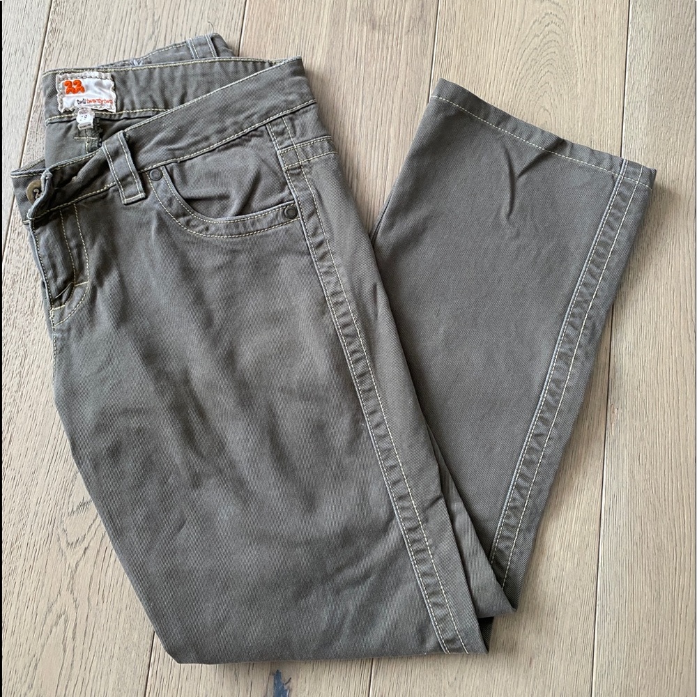 green low waisted carpenter pants